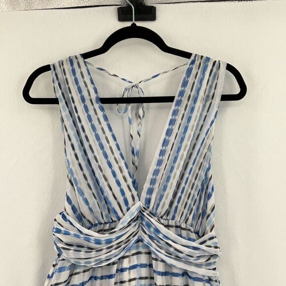 Misa Los Angeles Blue White Dominika Striped Chiffon Maxi Dress Size Large - Picture 8 of 10